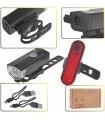 WODOODPORNA LAMPKA ROWEROWA USB IP54 LED ZESTAW PRZÓD I TYŁ SZYBKI MONTAŻ