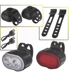 Wodoodporna lampka rowerowa USB IPX4 – zestaw przód + tył