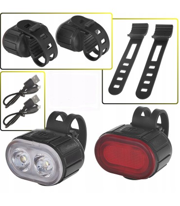 Wodoodporna lampka rowerowa USB IPX4 – zestaw przód + tył