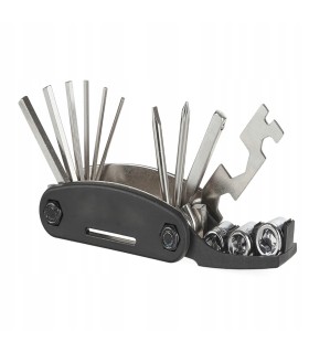 Zestaw wzmocnionych niklowanych kluczy rowerowych 16w1