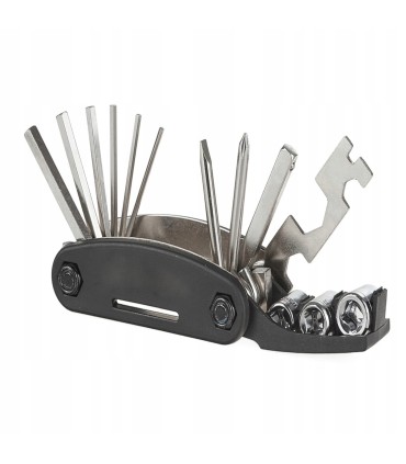 Zestaw wzmocnionych niklowanych kluczy rowerowych 16w1