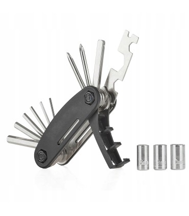 Zestaw wzmocnionych niklowanych kluczy rowerowych 16w1