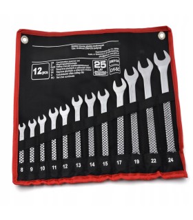 Zestaw kluczy płasko-oczkowych 12el. 8-24mm CRV-CS (satyna)