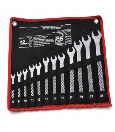 Zestaw kluczy płasko-oczkowych 12el. 8-24mm CRV-CS (satyna)