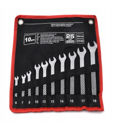 Zestaw kluczy płasko-oczkowych 10el. 6-19mm CRV-CS (satyna)
