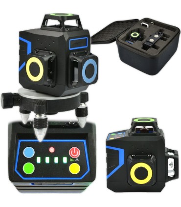 Laser samopoziomujący 3D 360 12x zielone linie 