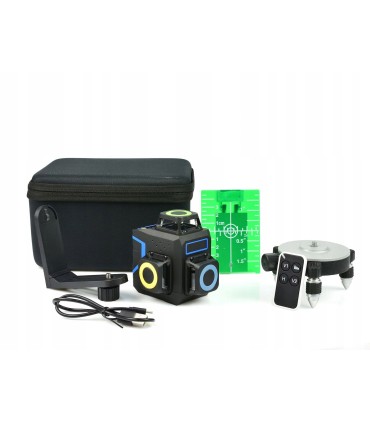 Laser samopoziomujący 3D 360 12x zielone linie 