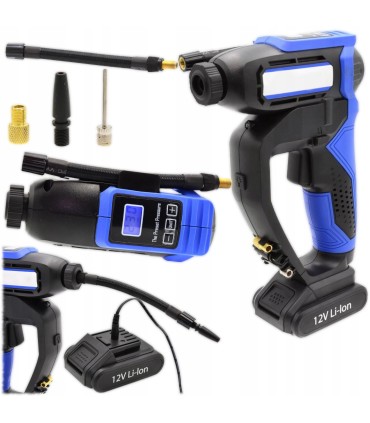 Kompresor bezprzewodowy akumulatorowy 12V LCD 150PSI