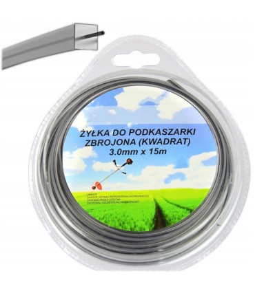 Żyłka do podkaszarki zbrojona (kwadrat) 3,0mmx15m