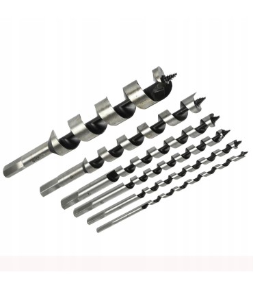 Zestaw 6szt.wierteł do drewna 6-25/230mm drewn.walizka