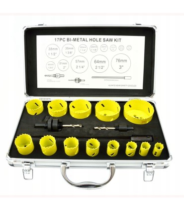 Zestaw otwornic Bimetal do metalu i drewna 17el/aluminiowa walizka/