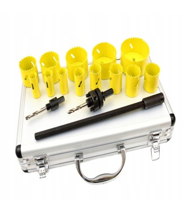 Zestaw otwornic Bimetal do metalu i drewna 17el/aluminiowa walizka/