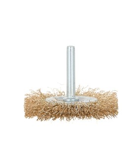 Szczotka druciana tarcz. mosiądz 60mm z trzpieniem
