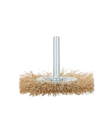 Szczotka druciana tarcz. mosiądz 60mm z trzpieniem