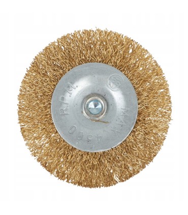 Szczotka druciana tarcz. mosiądz 60mm z trzpieniem