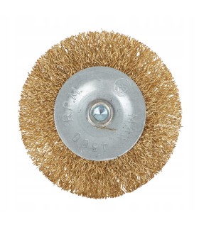 Szczotka druciana tarcz. mosiądz 80mm z trzpieniem