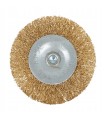 SZCZOTKA DRUCIANA TARCZOWA MOSIĘŻNY DRUT FALISTY 80mm Z TRZPIENIEM