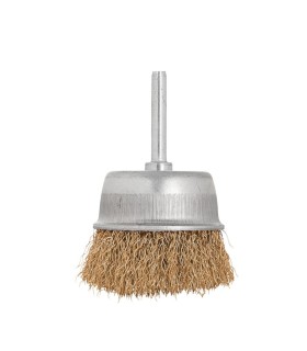 Szczotka druciana czołowa,mosiężna 60mm z trzpieniem