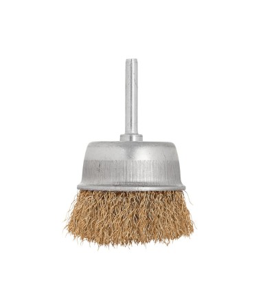 Szczotka druciana czołowa,mosiężna 60mm z trzpieniem