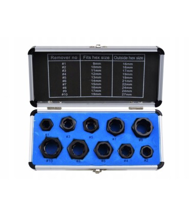 Zestaw nasadek do zniszczonych śrub 10el.alu.op.