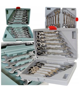 Klucze p-o z łamane grzechotką 8-19mm 12el./walizka/