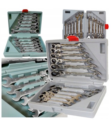 Klucze p-o z łamane grzechotką 8-19mm 12el./walizka/