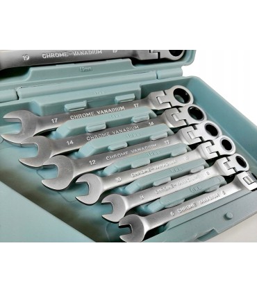 Klucze p-o z łamane grzechotką 8-19mm 12el./walizka/