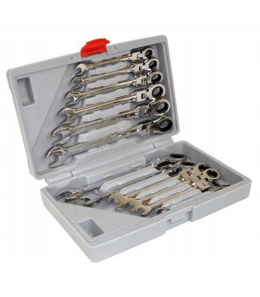 Klucze p-o z łamane grzechotką 8-19mm 12el./walizka/