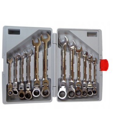 Klucze p-o z łamane grzechotką 8-19mm 12el./walizka/