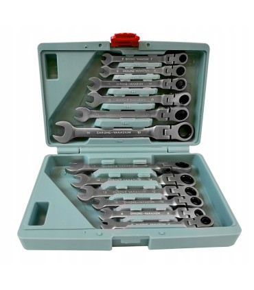 Klucze p-o z łamane grzechotką 8-19mm 12el./walizka/