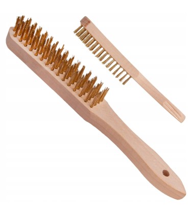 Szczotka do rdzy druciana żółta 4 rzędy drewno