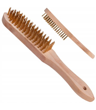 Szczotka do rdzy druciana żółta 5 rzędów drewno