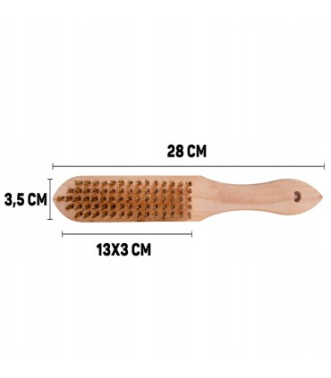 Szczotka do rdzy druciana żółta 5 rzędów drewno