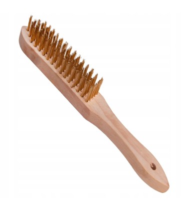 Szczotka do rdzy druciana żółta 5 rzędów drewno