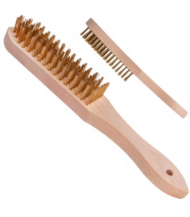 Szczotka do rdzy druciana żółta 6 rzędów drewno