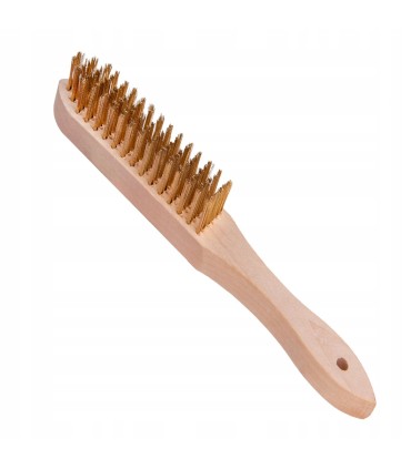 Szczotka do rdzy druciana żółta 6 rzędów drewno