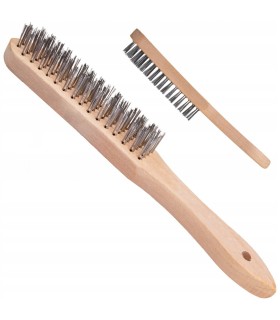 Szczotka do rdzy druciana czarna 4 rzędy drewno