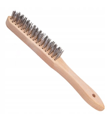 Szczotka do rdzy druciana czarna 4 rzędy drewno