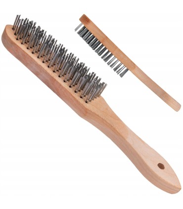 Szczotka do rdzy druciana czarna 5 rzędów drewno