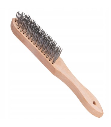 Szczotka do rdzy druciana czarna 6 rzędów drewno