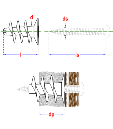 Kołek typu driva do płyt G-K 13x22 N