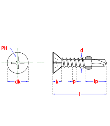 Wkręt samow. skrzyd. CSK-H 4,8x32 Oc