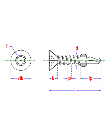 Wkręt samow. skrzyd. CSK-T T25 5,5x45 Oc