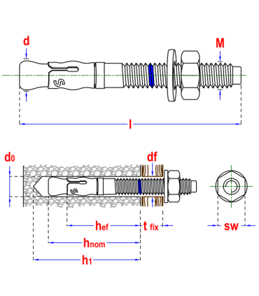 Kotwa mechaniczna S-WA M10x120 Oc