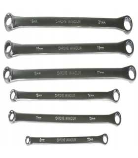 KLUCZE OCZKOWE PROSTE DŁUGIE DO NAPINACZY 8-21mm ZESTAW 6 SZTUK STAL CrV