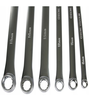 KLUCZE OCZKOWE PROSTE DŁUGIE DO NAPINACZY 8-21mm ZESTAW 6 SZTUK STAL CrV