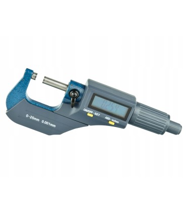 MIKROMETR ELEKTRONICZNY LCD 0-25 MM 0,001M PRECYZJA POMIARU ZACISK DŹWIGOWY