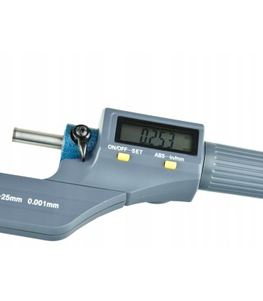 MIKROMETR ELEKTRONICZNY LCD 0-25 MM 0,001M PRECYZJA POMIARU ZACISK DŹWIGOWY
