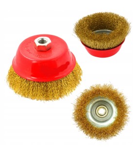 SZCZOTKA DRUCIANA CZOŁOWA MOSIĘŻNA GĘSTA KARBOWANA 125mm/5" GWINT M14