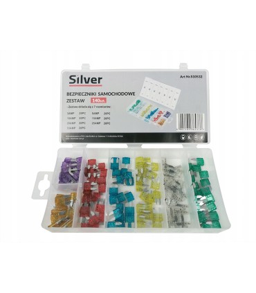 ZESTAW BEZPIECZNIKÓW SAMOCHODOWYCH MINI 3-30A 140 ELEMENTÓW WYGODNE PUDEŁKO